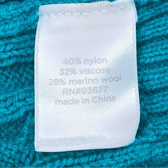 2X JC Penney Teal Merino Wool Cable Knit Sweater Vneck Long Sleeve - Picture 13 of 14